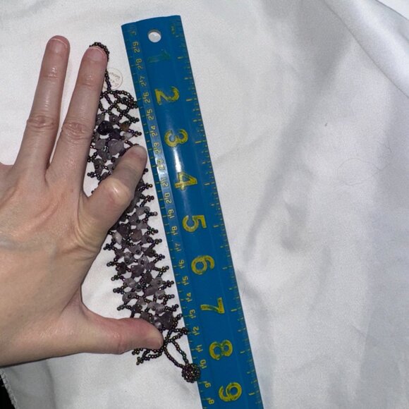 7 1/8" Natural Amethyst Gemstone chip beads stretchy Net Bracelet - Picture 3 of 12